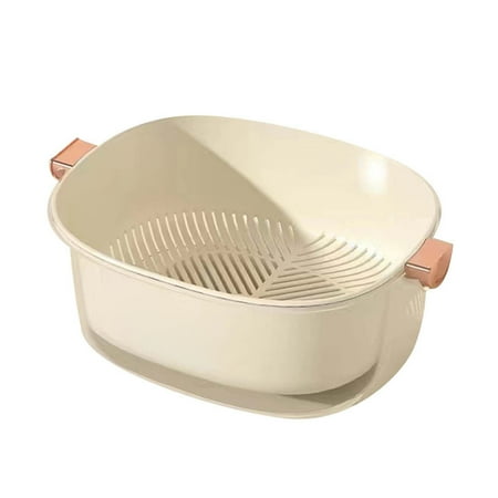 

Helenmas Strainers and Colanders Fruit Strainer Versatile Double Layer Drain Basket Cleaning Bowls Colander Set for Wash Rice Fruits Vegetables Clean Vegetable Dehydrator P