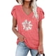 thumbnail image 2 of Blusa informal con estampado de manga corta y cuello en V de verano para mujer con estilo OAVQHLG3B Store  lin121212, 2 of 4