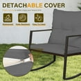 thumbnail image 5 of LiteHaven 3 Piece Outdoor Rocking Bistro Set Black Wicker Furniture Porch Chairs Conversation Sets with Glass Coffee Table Dark Grey, 5 of 10