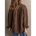 thumbnail image 6 of Asyoly Women Casual Button Down Shacket Jacket Long Sleeve Solid Color Oversized Trench Pea Coat Coat with Pockets, 6 of 6