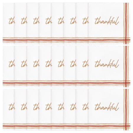 Way To Celebrate Thankful Thanksgiving 6.5-Inch Disposable Orange and White Lunch Napkins, 24 Count