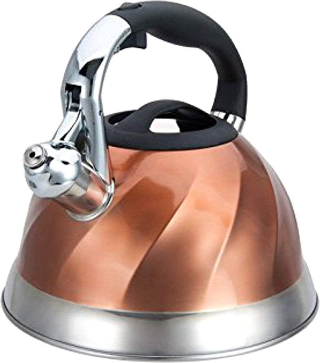 Heavy-gauge Steel Copper Color Whistling 2-qt.Tea Kettle NEW 
