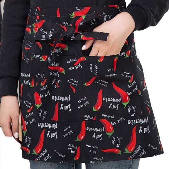 AUQ Aprons for Women with Pockets Portable Waitress Apron Environmental Friendly Kitchen Apron,Red Pepper