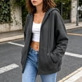 thumbnail image 5 of POROPL Sweatshirts for Women,Zip Up Hoodie Oversized Casual Long Sleeve Fleece Jacket with Pockets, 5 of 7