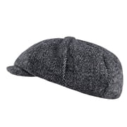 Newsboy Cap Peaky Herringbone Baker Boy Flat Caps for Men Gray