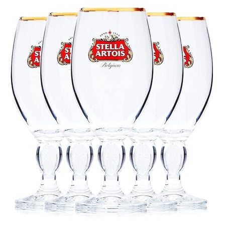 Beer Glasses 5-Pack, 33cl Chalice - Original Beer Glasses for Home, Parties & Gifts - Durable, Lead-Free, Reusable Drinking Glasses