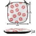 thumbnail image 5 of Feminine Chair Seating Cushion, Pattern of Lipstick Kiss Marks Woman Valentines Wedding Theme Illustration, Soft Seat Pads for Office with Anti-slip Backing, 16"x16", White Red, by Ambesonne, 5 of 7