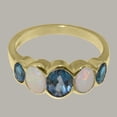 thumbnail image 5 of LBG British Made 10k Yellow Gold Natural London Blue Topaz & Opal Womens Band Ring - 33 size options - Size 9.5, 5 of 6