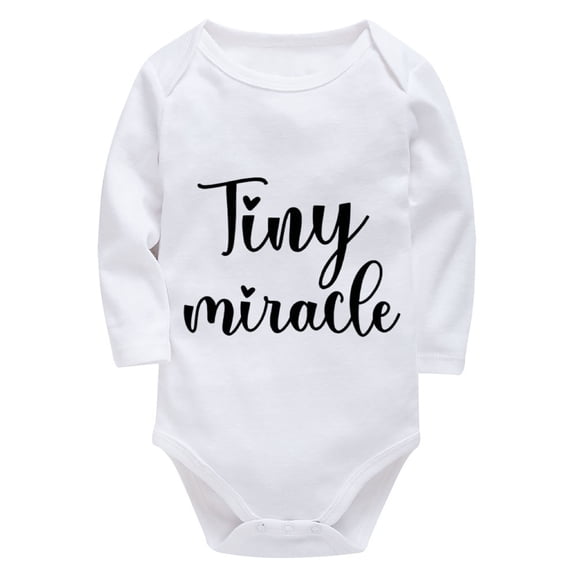 Tiny Miracle Baby Clothes Girl Newborn Long Sleeve Cotton Onesie White Girls Onsies