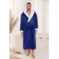 thumbnail image 3 of U2SKIIN Mens Ultra Soft Plush Bathrobe with Hood, Warm Fleece Robe with Pockets Spa Robes for Men Cozy Fluffy Fuzzy(Navy, L/XL), 3 of 4