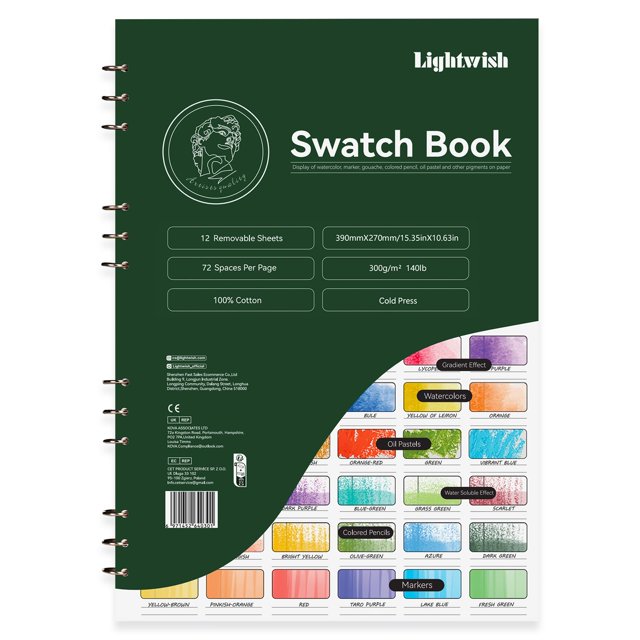 Libro de Muestras Lightwish Swatch Acuarela 100% Algodón 72 Hojas