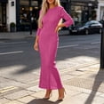 thumbnail image 2 of StSilkitty Womens Maxi Bodycon Dresses Solid Color Long Sleeve Crewneck Long Dress Wedding Guest Elegant Sundresses, 2 of 6