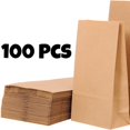 thumbnail image 3 of 100 bolsas de papel kraft, bolsa de papel ecológica para guardar bocadillos, bolsas de papel kraft para regalos de cumpleaños de Navidad (12 cm x 21,5 cm x 7 cm) Kuyhfg Bienvenido a Kuyhfg, 3 of 4