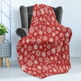 thumbnail image 4 of Holiday Soft Flannel Fleece Throw Blanket, Various Different Snowflakes with Rich Details Christmas Season in Wintertime, Cozy Plush for Indoor and Outdoor Use, 60" x 80", White Red, by Ambesonne, 4 of 5
