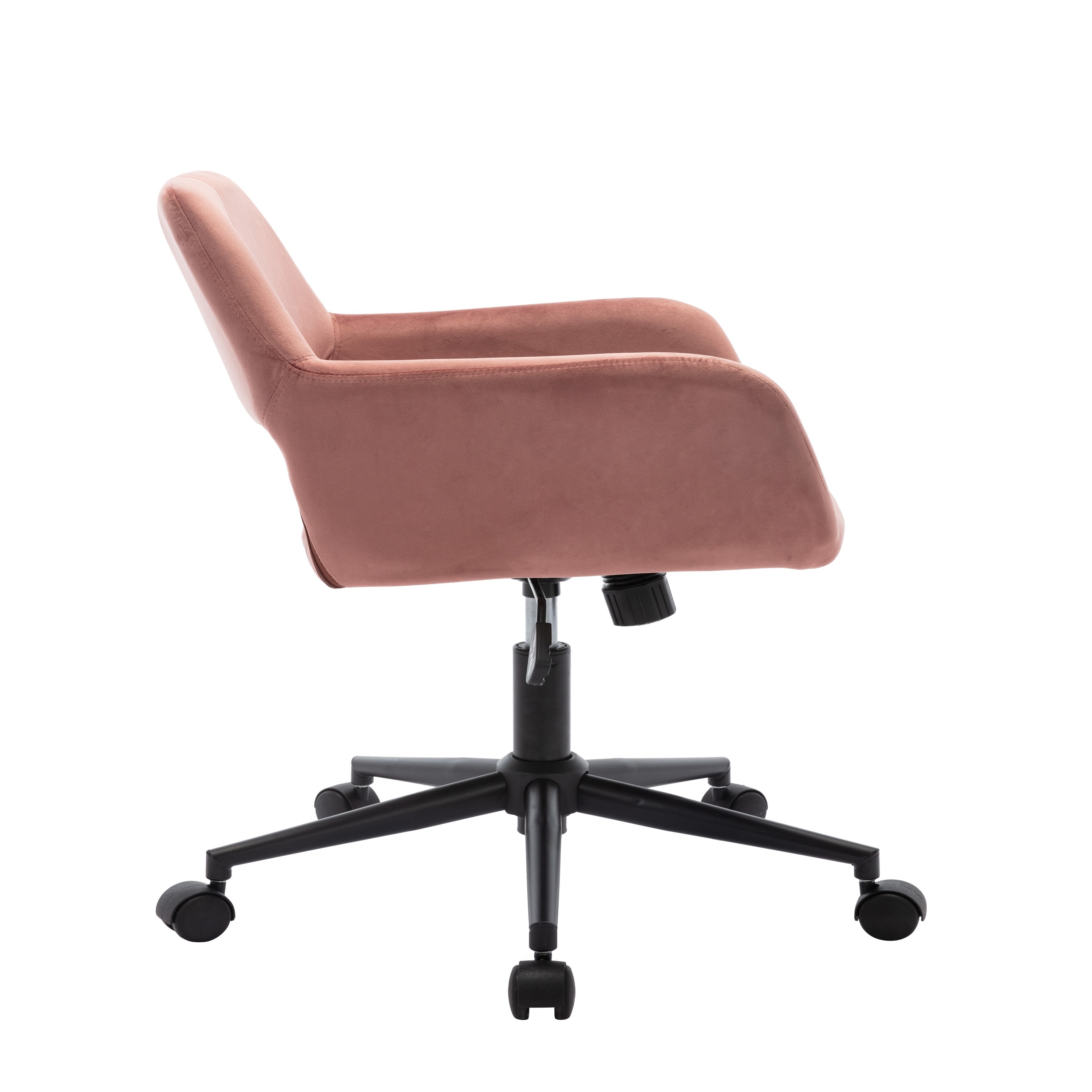 Aukfa Hollow Back Velvet Office Chair With Upholstered,360°Computer Chairs,Swivel Makeup Chair For Girls Women,Modern Design Task Chair With High Adjustable,Cute Chairs For Bedroom Desk,Pink