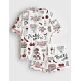 thumbnail image 2 of Women’s Italian Food Satin Pajama Set, Hand Drawn Whimsical Italy Print Sleepwear, Short Sleeve Pajamas Gift for Her, 2 of 4