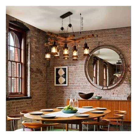 

ChicCrest 8-Light Rustic Country Chandelier Wood Pendant Lamp Industrial Ceiling Fixture