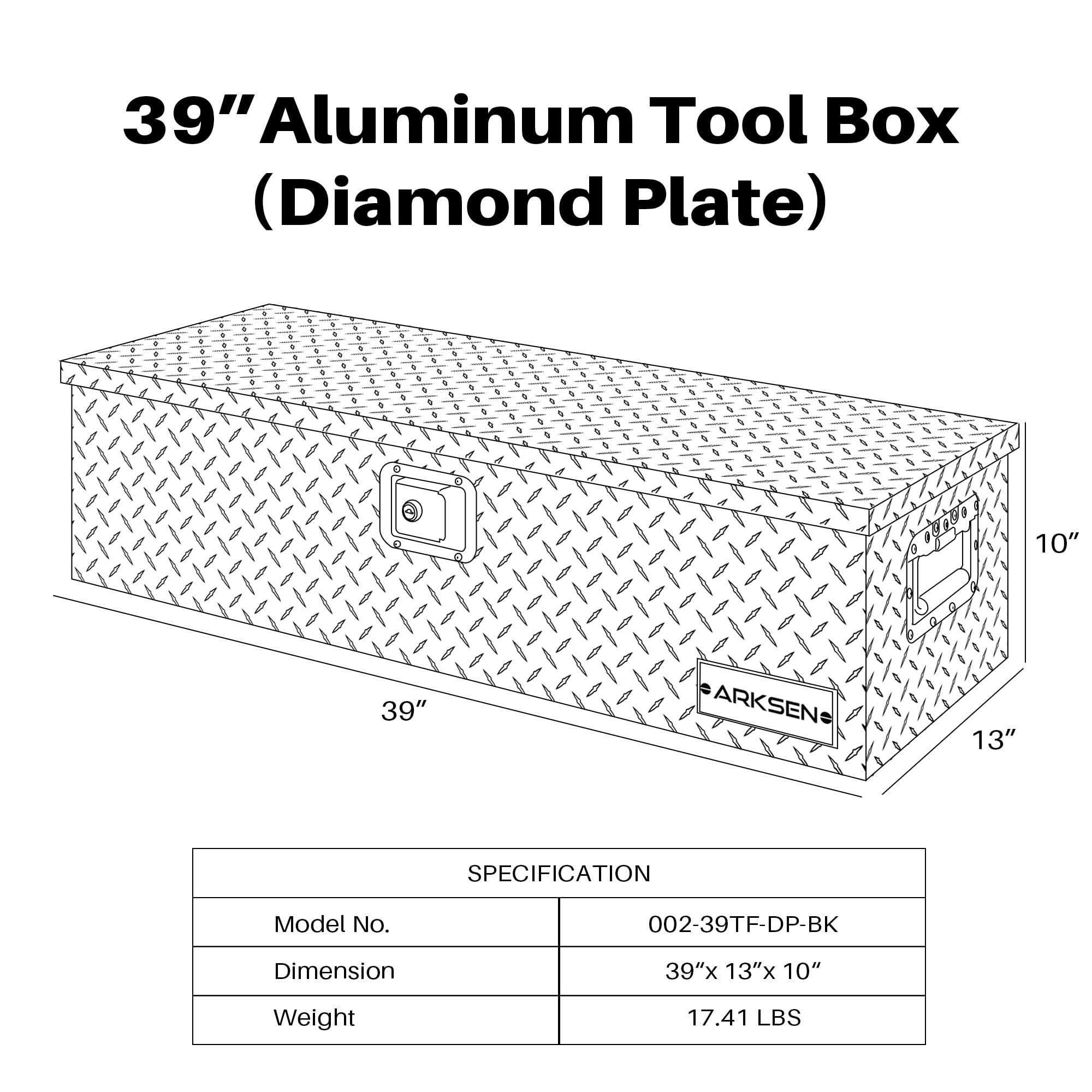  MOTORHOT 42 Aluminum Diamond Plate Tool Box Pick Up Truck Bed Storage  Chest Box RV Trailer Organizer Double Lock W/Key, Black : Automotive