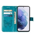 thumbnail image 5 of Wallet Case for Samsung Galaxy S22 Plus 6.6 Inch with PU Leather Kickstand Bracket Card Slots Magnetic Clasp Flip Folio Phone Case, Butterfly Pattern Soft TPU Wrist Strap Shockproof Cover,Blue, 5 of 10