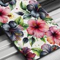 thumbnail image 6 of Black Pink Hibiscus Flowers Watercolor Faux Leather Travel Luggage Tag, 6 of 7
