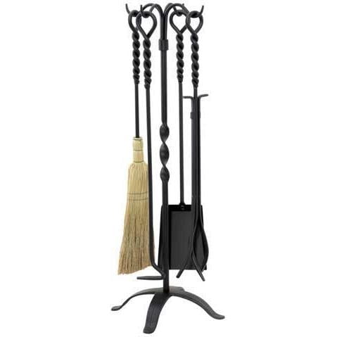 UniFlame 5 Black Wrought Iron Fireset with Ring/ Twist Handles