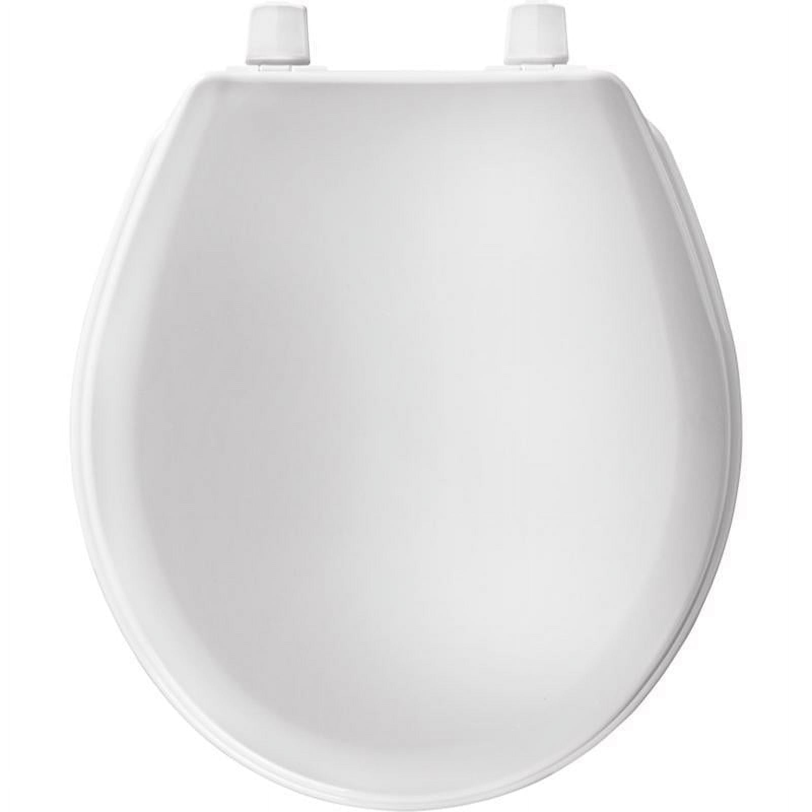 Mayfair 92B-000 Toilet Seat, Round, Plastic, White, Top-Tite Hinge