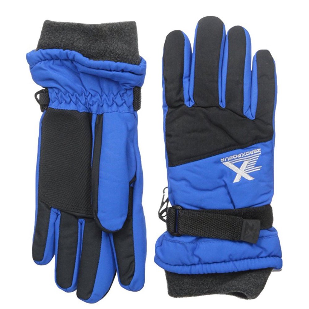 ZeroXposur Boys Youth Ski Gloves Black Blue Sky Diver Large/XLarge