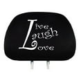 thumbnail image 2 of Yupbizauto Live Laugh Love Embroidery Black Fabric Car Headrest Cover, 2 of 6