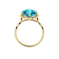thumbnail image 4 of Aquamarine 1.25 ctw Ring with Diamonds 14K Yellow Gold Flower Leaves Halo, 4 of 7