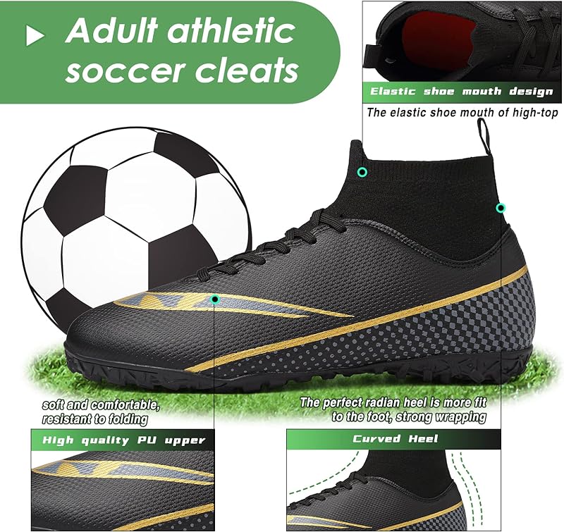 Soccer Cleats Mens Women Outdoor Soccer Shoes for Big Boy AG TF
