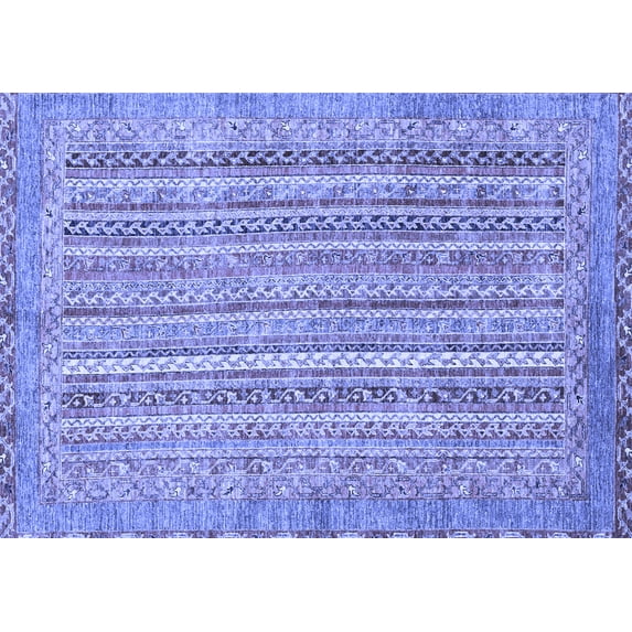 Ahgly Company Machine Washable Indoor Rectangle Abstract Blue Modern Area Rugs, 7' x 10'