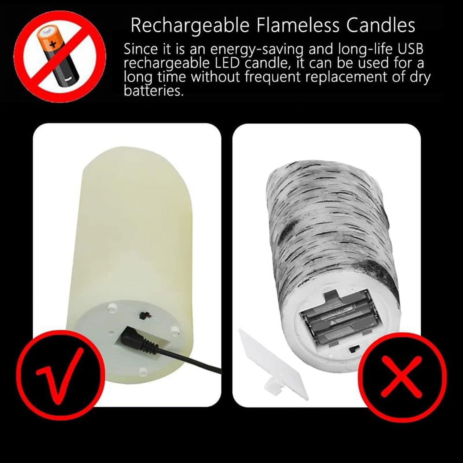 LED Flickering Flameless Candles,Rechargeable Candle,Real Wax Candles with Remote Control,Electronic Waving Lamp Glossy