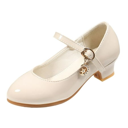 JAHH Breathable Clearance Gowns Shoes for Kids Girl Small Leather Single Shoe Children Dance Girls Performance Shoes for Birthday Holiday Party (5.5-6 Years White)