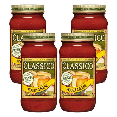 (4 Pack) Classico Four Cheese Pasta Sauce, 24 oz (Best Sauce For Spinach Pasta)