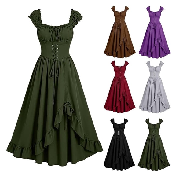 FASHOFT Renaissance Dress for Women Victorian Dresses Peasant Gothic Fairy Wedding Under Dress Halloween L