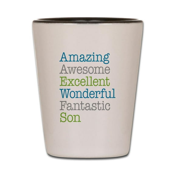 CafePress - Son Amazing Fantastic - White/Black Shot Glass, Unique and Funny Shot Glass