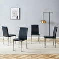 thumbnail image 2 of Set of 4 Black PU Dining Chairs with Silver Metal Legs, Modern Design for Dining Room, 2 of 10