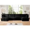 thumbnail image 3 of Newest U Shape Sectional Wide, Deep Seat Sofa Couch,4 Seater Sofa, French Edges Design Multiple Big Pillows,Soft Deep Seat Comfy Couch for Living Room,Apartment,Black Corduroy, 3 of 20