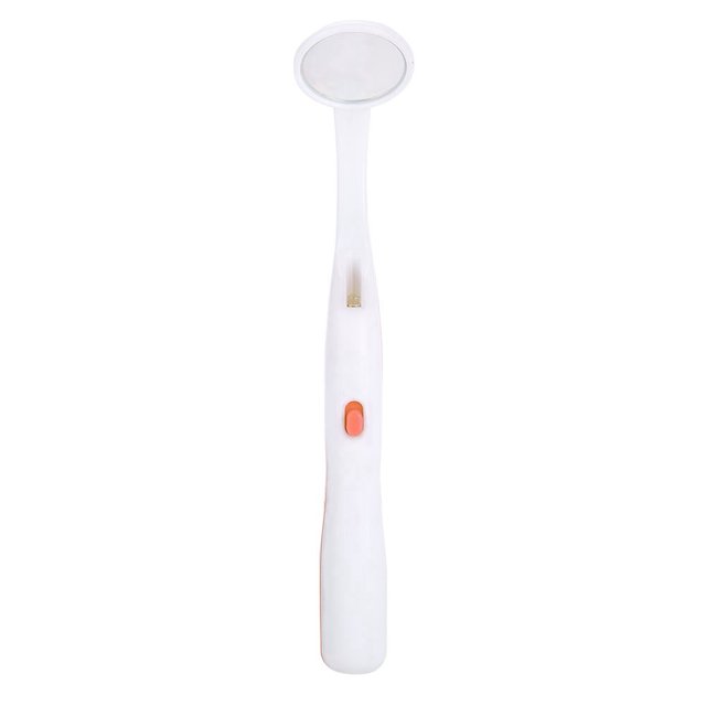 Herramienta profesional del cuidado dental del espejo oral de la inspección de los dientes del dentista con la naranja ligera del LED