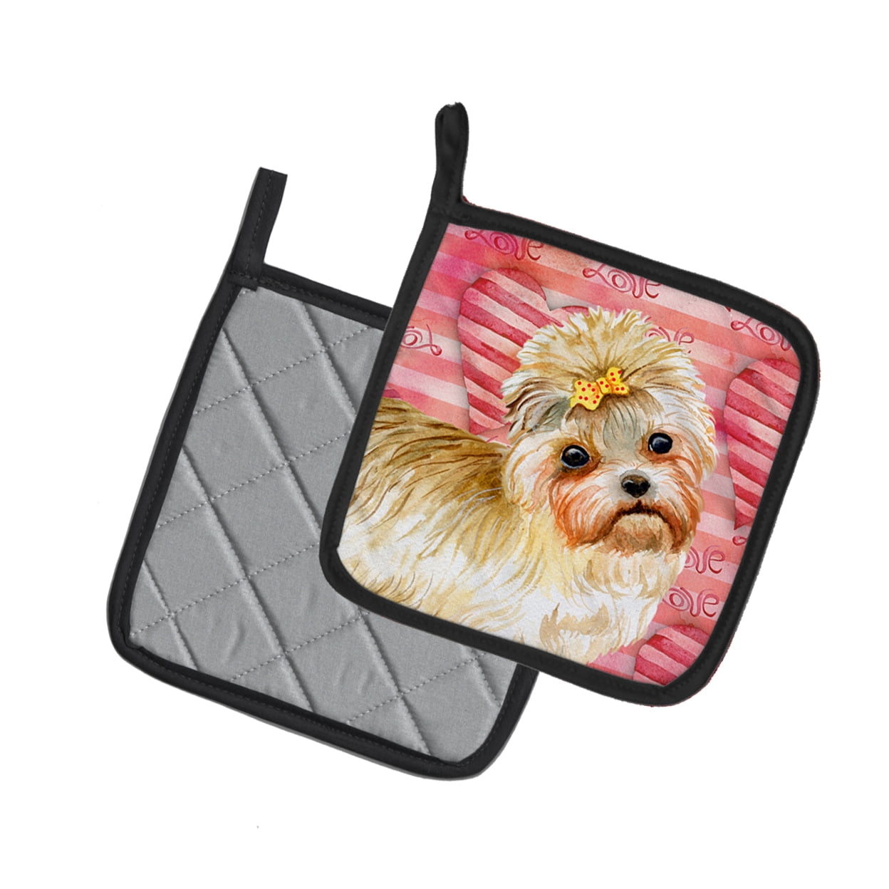 Morkie Love Pair of Pot Holders