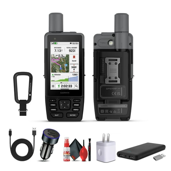 Garmin GPSMAP H1 Premium GPS Handheld Navigator for Hiking, Rugged Design with Color Touchscreen and Buttons, Durable IP67 Water Rating, Long Battery Life, Built-in Flashlight, Preloaded Maps Bundle