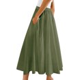 thumbnail image 3 of High Elastic Waist Women Solid Color Long Swing Skirt with Pocket, 3 of 6