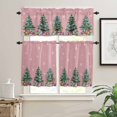 thumbnail image 2 of Christmas Kitchen Curtains and Valances Set, Xmas Tree Gift Lanterns Snowflakes Pink Rod Pocket Window Valance 18 Inch Window Curtain Panels for Living Room Bedroom Laundry, 27.5x24in, 3 Pieces, 2 of 7