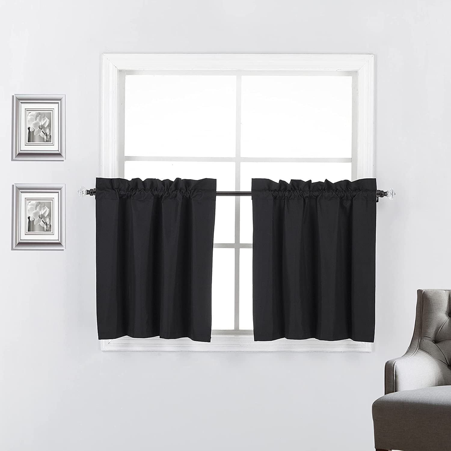 Short Window Curtains Blackout Bedroom Bathroom Kitchen Tier Curtain Drape US 