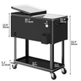 thumbnail image 2 of Dextrus 80 Quart Outdoor Rolling Cooler Cart with Bottle Opener Drainage, Portable Beverage Rolling Cart with Tray on Wheels, Black, 2 of 5