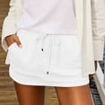 thumbnail image 6 of Women's Drawstring Waist Mini Skirt Built in Shorts, Summer Casual Lightweight Cotton Skirt with Pockets White XL, 6 of 6