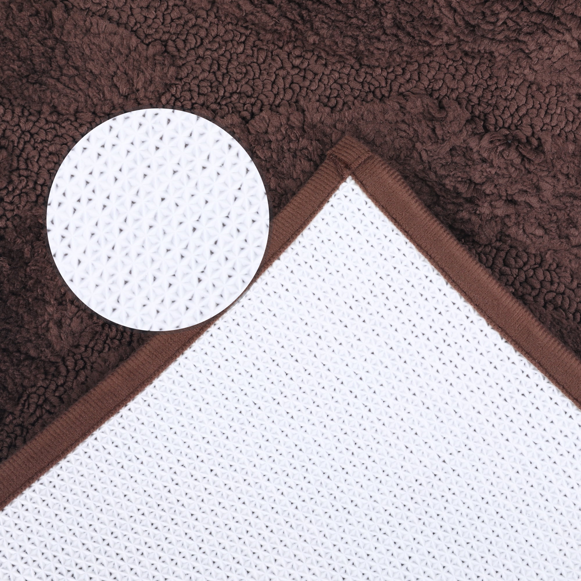 Unique Bargains Geometry Pattern Bathroom Rugs Mat Soft Bath Floor Rugs Brown 20" x 32"