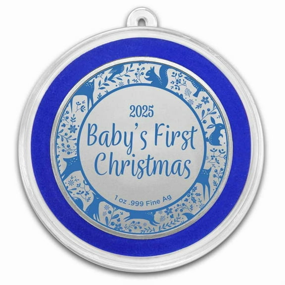 2025 1 oz Silver Colorized Round - Baby's 1st Christmas, Woodland
