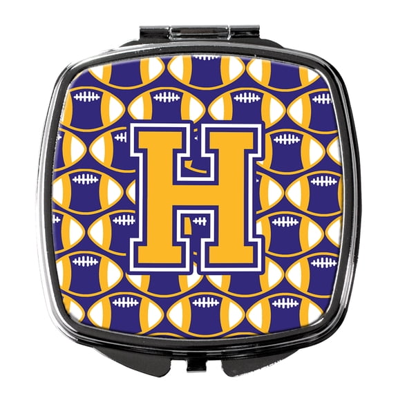 Letter H Football Purple and Gold Compact Mirror CJ1064-HSCM