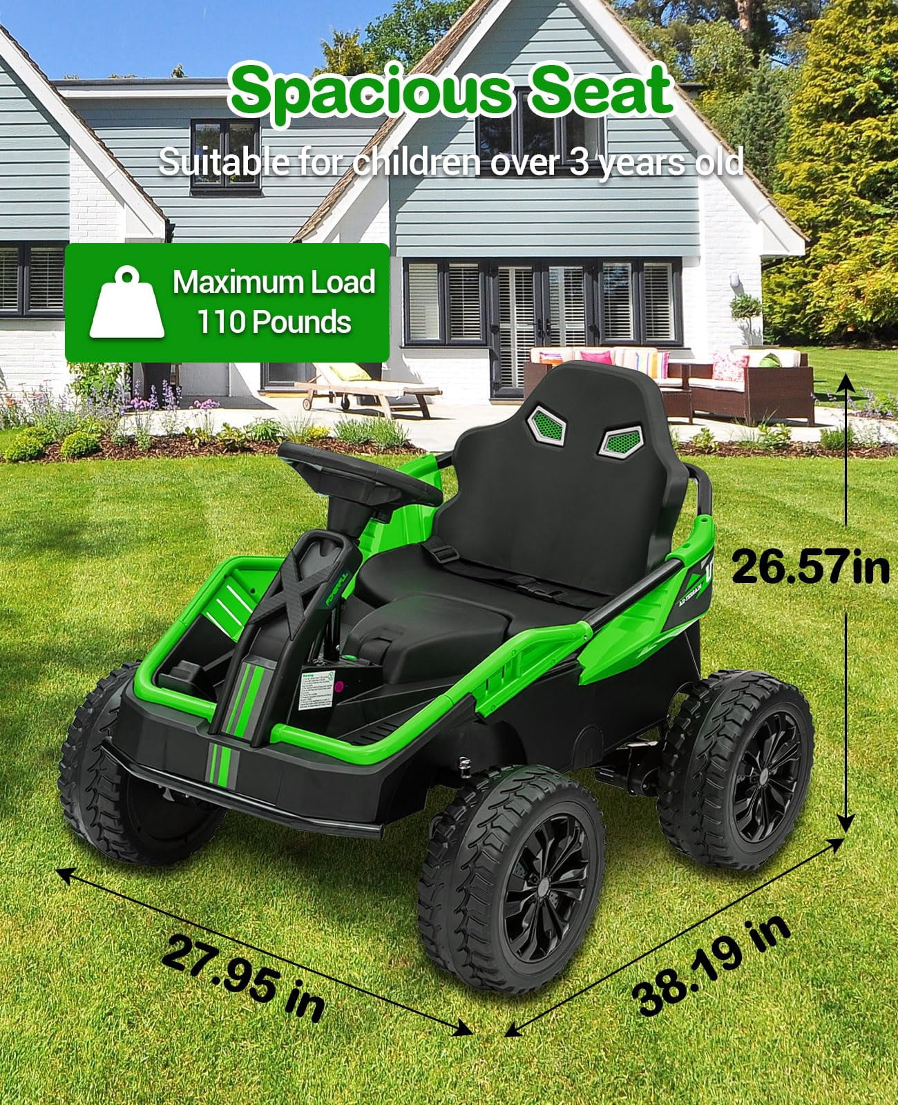 Towallmark 24V Kids Electric Car with Parent Control, 6MPH 200W 4x4 Ride On Car, 4 Shock Absorbers, Wide Adjustable Seat, Music, Wear-Resistant Wheels, 4 Wheeler ATV for Boys Girls Ages 3+